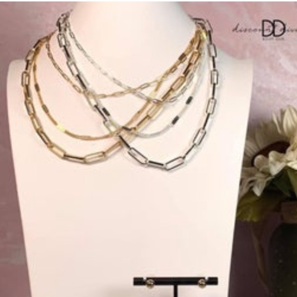 Three Layered 16"-18" Necklace with Multi Functional 3 way Clasp Set GOLD